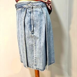 VTG Lizwear Liz Claiborne Denim Skort Acid Wash High Waist Midi Blue, Size 12